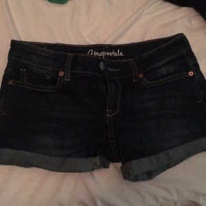 Dark wash denim shorts
